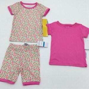 NWT Max & Olivia Baby Girls 3 piece Snug Fit Pink Floral Pajamas Short Set- 12M